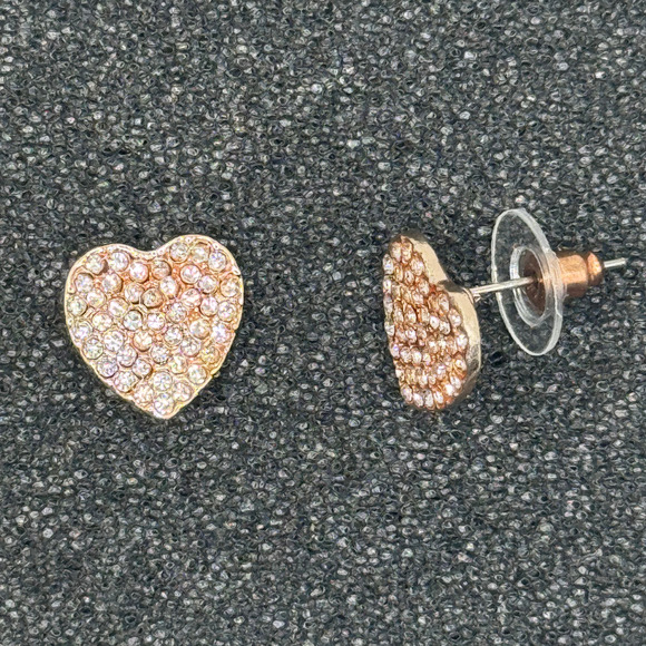 Crystal Heart Stud Earrings – Set of 3 (Gold, Rose Gold & Silver) - Picture 2 of 7